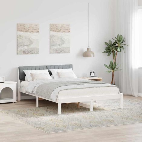 vidaXL Estructura de cama con cabecera y gris claro 135 x 190 cm (1/5)