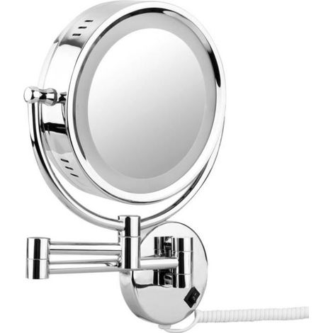 Floureon 8,5\'\' LED Miroir Mural Grossissant X10 Lumineux Extension Pliant Dual Face Normale 360 Degrés Rotation (1/4)