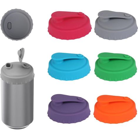 6 Bouchons/Couvercle Canette Soda, Bouchons Hermétiques à Pression pour Boissons, Silicone, Sans BPA, 6.3cm de Diamètre, idéal pour les Fêtes/Pique-niques/Bureaux