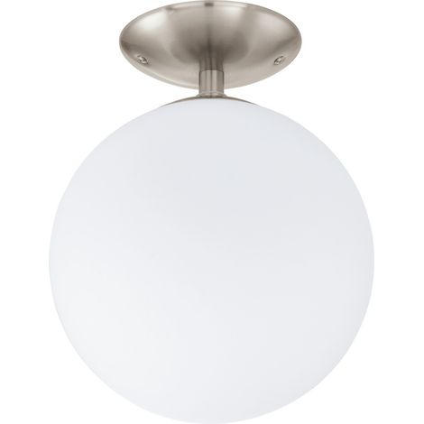 EGLO Deckenleuchte /1 E27 NICKEL-M/OPAL-MATT 'RONDO' (91589) (1/4)