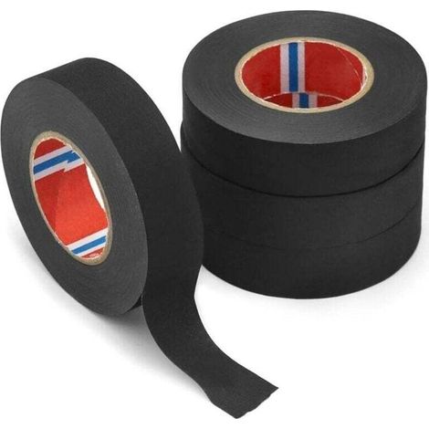 4 Pièces Scotch Tissu de Voiture, Ruban Chiffon de Voiture, Ruban Adhésif Isolant électrique Imperméable Haute Température pour Harnais de Cablage Voiture Moto, 19 mm x 20 M (1/4)