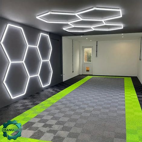 Manuzen - Éclairage LED hexagonal garage – blanc froid 6 500 K – Modèle HC-440 (1/3)