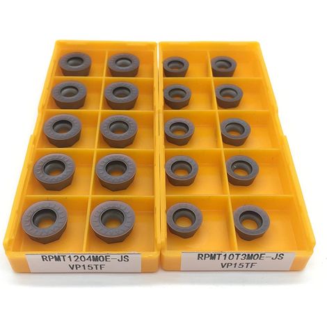 Applicable Fraise À Insérer en Carbure CNC RPMT10T3/1204MOE-JS Outils De Tour À Métaux Lame De Traitement De L'acier - 10 Pièces (Size : RPMT10T3MOE-JS VP15TF) (1/5)