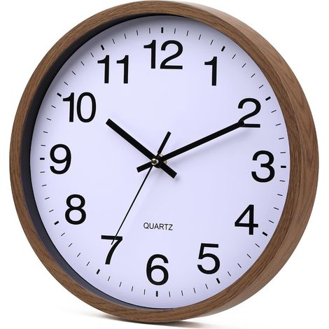 Wanduhr 30,5 cm, Kader aus Glas mit Adern, ohne Ticchetti, Quarz, modernes Design mit Quarz, Dekor, Zimmer, Küche, Büro, Klasse, braun (1/5)