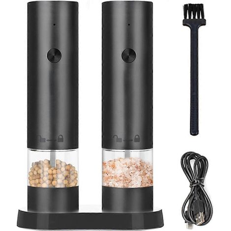 Ensemble moulin à sel et poivre électrique automatique, à mouture réglable, pour la cuisine et le barbecue. (1/5)