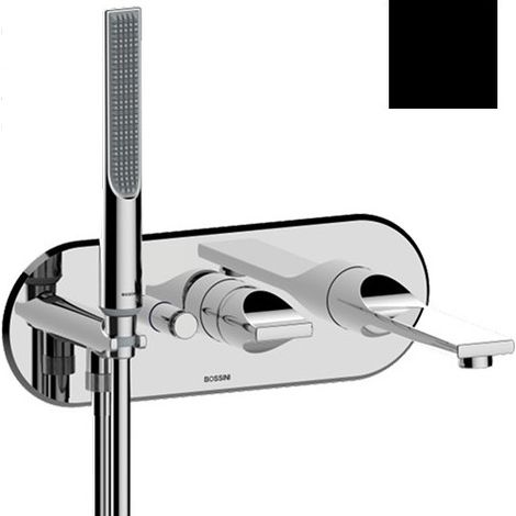 Partie externe mitigeur monocommande mural bain douche noir mat Apice - Bossini Z00555073