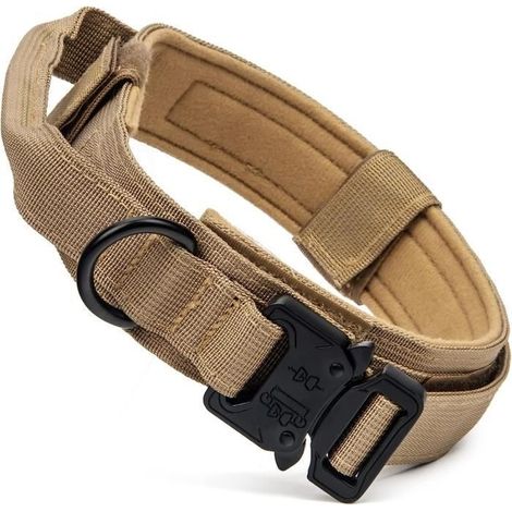 Collier tactique pour chien - Longueur Réglable de 36 à 48cm - Largeur 4cm - Nylon renforcé - Couleur Kaki (1/4)