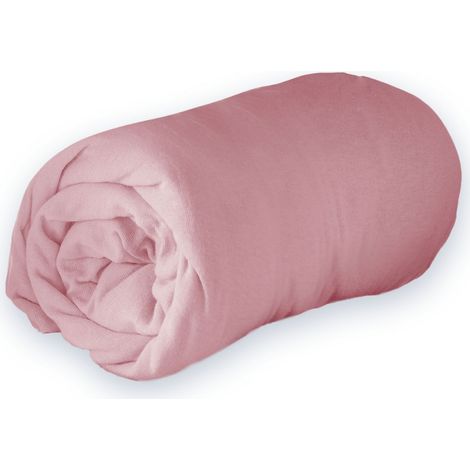 Drap housse Jersey 90 x 190 cm Rose dragée (1/3)