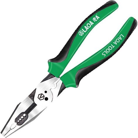DOLASO Rundzange, 6-in-1-Spitzzange mit langer Nase, Bereich 0,7–4,0 mm, 8-Zoll-Cr-V-Crimpwerkzeug