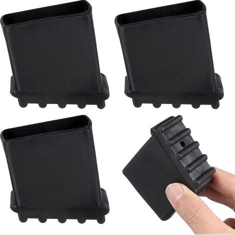 Embouts de Pieds d'Escabeau - Lot de 4 - Caoutchouc Noir Antidérapant - Protection Sol et Sécurité - Intérieur et Extérieur - 6x6x2,8 cm (1/5)