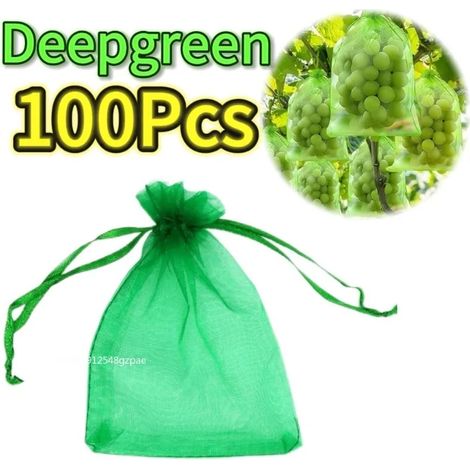 (Vert foncé - 100 pièces, 20 x 30 cm) Sacs de protection pour fruits à cordon, réutilisables, en filet anti-insectes, pour arbres fruitiers et plantes - Fournitures de jardinage (1/4)
