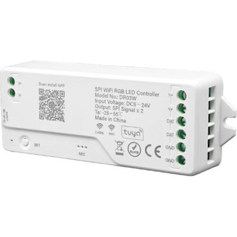 Contrôleur de LED RGB Tuya Wifi SPI compatible avec Alexa et Google Assistant, 720 pixels, pour LED adressable WS281 FCOB (1/5)