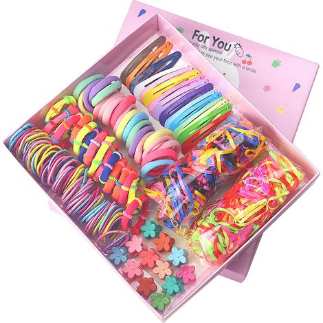 Set élastiques cheveux fille, pinces métal colorées, coffret cadeau enfant, accessoires cheveux assortis, kit coiffure enfant, élastiques cheveux fille, barrettes métal, coffret cadeau enfant. (1/5)