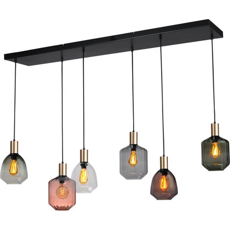 Lampe suspendue 6 lumières - dorée - Porto avec des lunettes différentes - 2711-05-02-130-25633