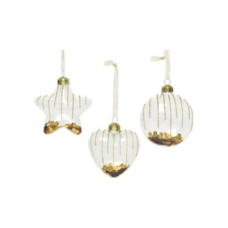 ORNAMENTO NATALIZIO VETRO D 8 CM ORO