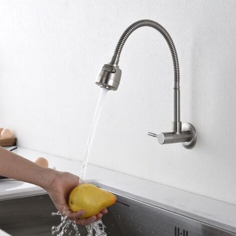 Robinet de cuisine mural, eau froide uniquement (1/5)