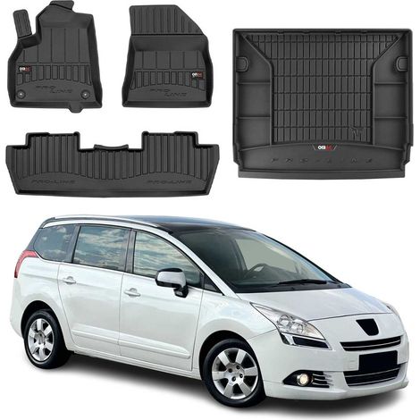 OMAC Kit Tapis de Sol et Coffre pour Peugeot 5008 2009-2017 en Caoutchouc TPE Noir (1/5)