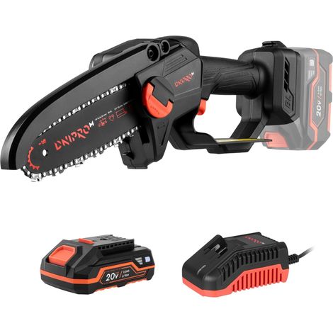 Mini Tronçonneuse sur Batterie DMS-200BC - Moteur Brushless 20V, 5300 TR/MIN - Compacte, Guide 15 cm, Chaîne 7,9 m/s - Par Dnipro-M