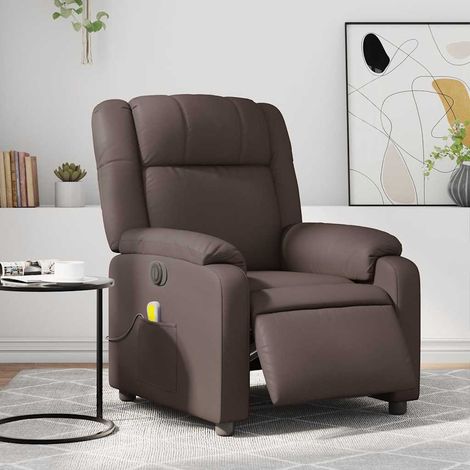 vidaXL Poltrona Massaggiante Elettrica Marrone in Similpelle (1/5)