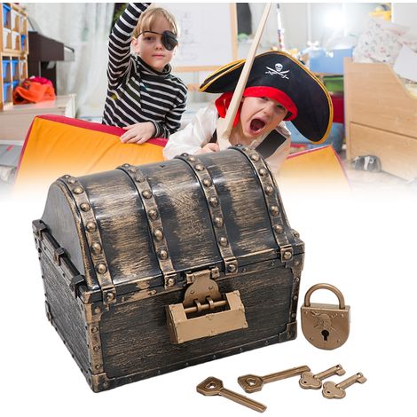 Coffret au trésor de pirate pour enfants, boîte de rangement pour bijoux vintage, cadeau idéal pour les amis et la famille (1/5)