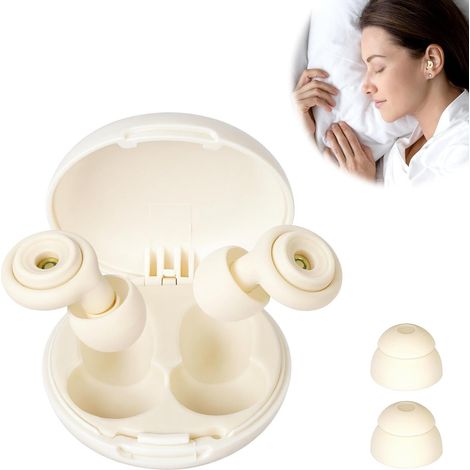Bouchons d'Oreille en Silicone Réutilisables pour Dormir, Bouchon D'oreille Anti Bruit, Confort All-Day, 7 Tailles (XS/S/M/L),Idéal pour le travail,les voyages et la lecture, Blanc (1/5)