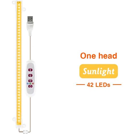 Lampes de croissance pour plantes Lampe de croissance LED (Sunlight 1 tête) à spectre complet USB 5V pour plantes d'intérieur, semis et serres (Fitolampy). (1/5)
