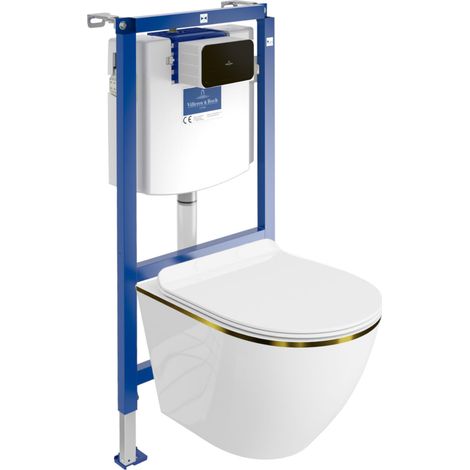 VILLEROY&BOCH WC Set mit Vorwandelement, Wand-WC und Spülknopf (1/5)