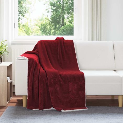 Überwurfdecke Bordeauxrot 130 x 150 cm Fleece