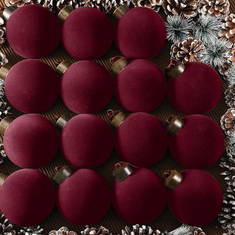 Boules De Noël En Velours - 15 Pièces - Diamètre 8 Cm - Décorations Festives Pour Arbre De Noël Et Intérieur - Lot Complet (1/5)