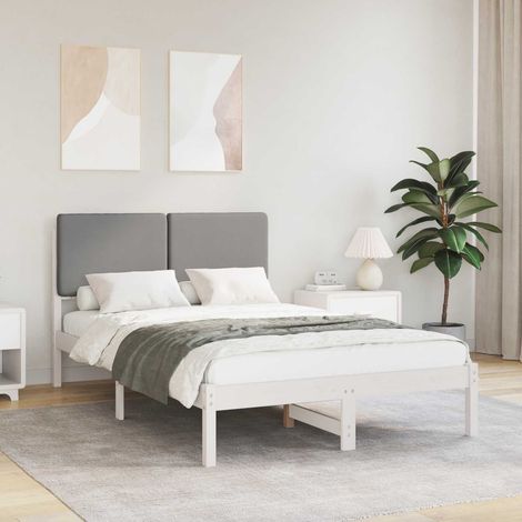 Estructura de Cama con Cabecera Tapizada Gris Claro