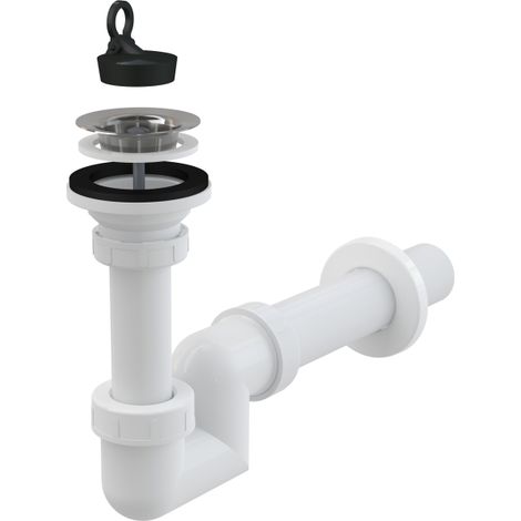 Sifón para lavabo "S" DN40, colador de acero inoxidable DN63 (1/3)
