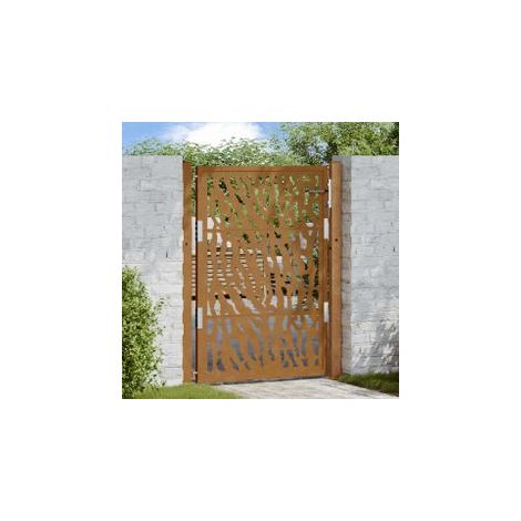 Porte de jardin acier résistant aux intempéries design tracés (1/5)