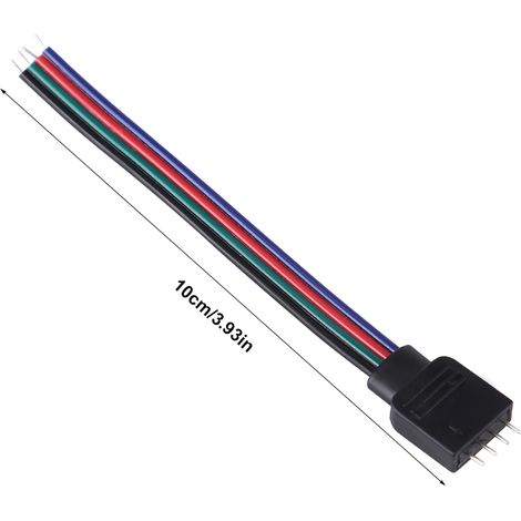 20 Stück 4-polige Kabelverbinder für 5050/3528/3014 RGB-LED-Streifen, 10 cm Länge, Stecker (1/5)