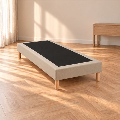 Sommier tapissier déco 90x200 cm Beige - Hauteur 30 cm - Pieds inclus (1/5)