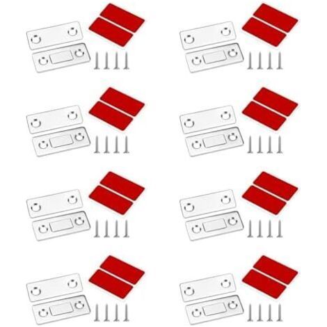 8 Stück magnetische Schranktürriegel, leistungsstarke magnetische Schubladenverschlüsse, selbstklebende Schiebeverschlüsse mit Schrauben, aufklebbare magnetische Riegel, Schrankfenster - (1/5)