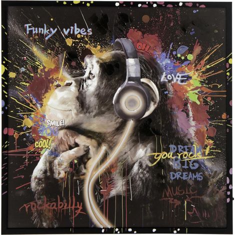 Tableau à LED "Monkey Headphone" 83x83cm Multicolore (1/5)