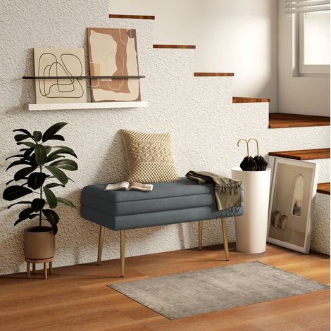 poltrona contenitore 79,5x37,5x43 seduta velluto grigio OKMYHOME (1/5)