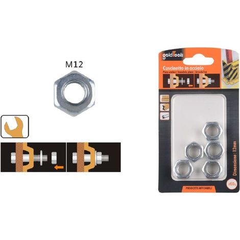 Kaela - Set Confezione 60gr. Dado Dadi Esagonali Bulloni Dimensione M12 Filettati 90855 - (1/2)