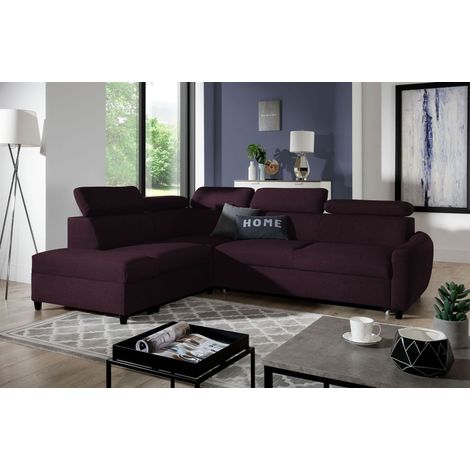 Ecksofa Schlafsofa Sofa ANTON in Stoff Esito Violett Ottomane Links (1/4)