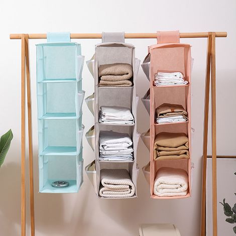 Sac de rangement suspendu pliable multicouche en tissu Oxford lavable, pour soutien-gorge, sous-vêtements et chaussettes, bleu nordique. (1/5)