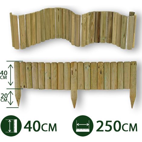 1PZ BORDURA AIUOLE FLESSIBILE LEGNO PINO IMPREGNATO Ø 5 CM 40X250 H GIARDINO nx1
