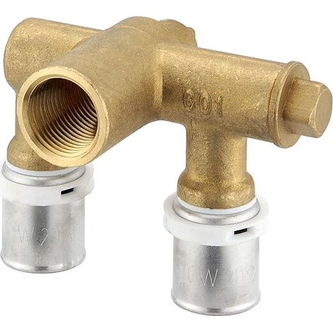 Pressfitting-Wandwinkel 64 mm - doppelt U-Form - 20 x 2 mm - 1/2 Zoll Innengewinde für Verbundrohr