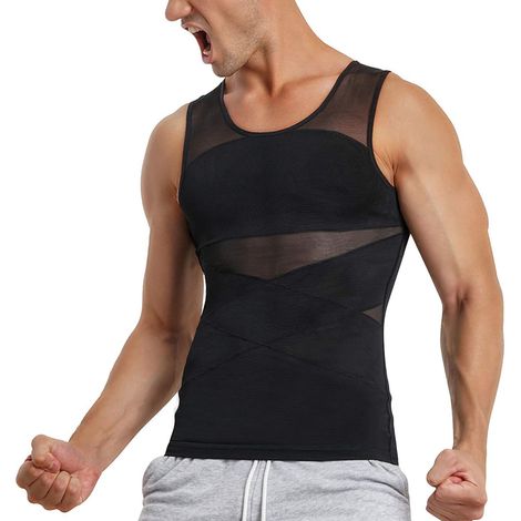 Gilet De Compression Homme - Tissu Respirant Et Élastique - Pour Sport Et Fitness - Noir Taille M (1/5)