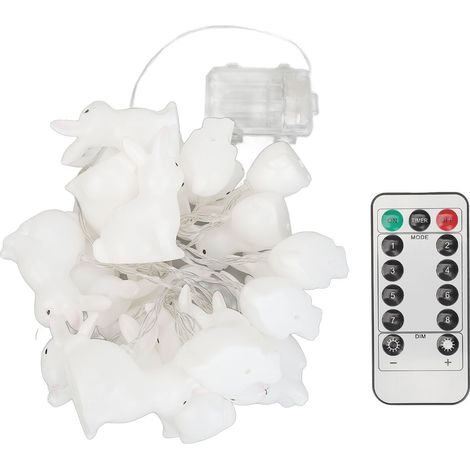 Guirlande lumineuse lapin, décoration de Pâques, lampe lapin à piles, étanche, mignonne, décoration de fête avec télécommande (1/5)