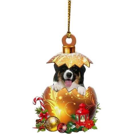 Boule de Noël avec chapeau de Noël, décoration de sapin de Noël, gnome de Noël en bois, chien de Noël, pendentif de sapin de Noël (1/2)