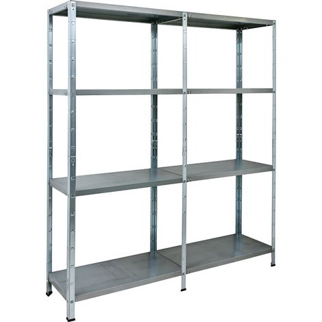 SCHULTE Regalwelt Rayonnage emboîtable avec 2 x 4 tablettes PowerMAX, charge utile 65 kg, 180x160x40 cm (HxLxP), galvanisé, rayonnage de stockage, rayonnage d’atelier, rayonnage de cave, rayonnage de (1/4)