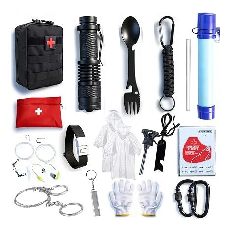 Emergency Survival Kit with First Aid Kit Survival Water Filter for Camping Hiking Fishing and Hunting (1/5)