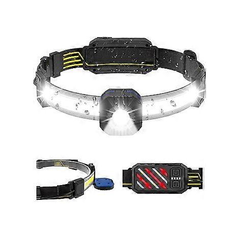 Wiederaufladbare LED-Stirnlampe, 230–500 Lumen, 10 Leuchtmodi, 1200-mAh-Akku, einstellbare Helligkeit (90°), IPX4 wasserdicht, ideal zum Laufen und Wandern.