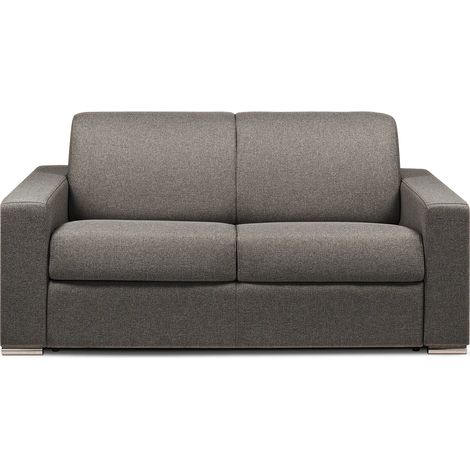 Vente-Unique – Canapé convertible 2 places express en tissu chiné anthracite – Couchage quotidien 120 cm – Matelas 14 cm mousse mémoire – Design éco-responsable (1/5)