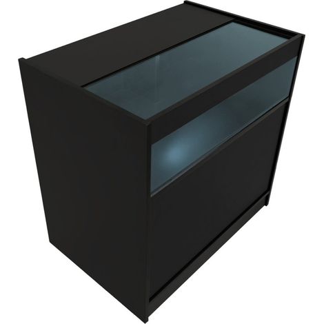 B900 LED-Ladentheke Schwarz – Abschließbare Glasvitrine & Verkaufseinheit